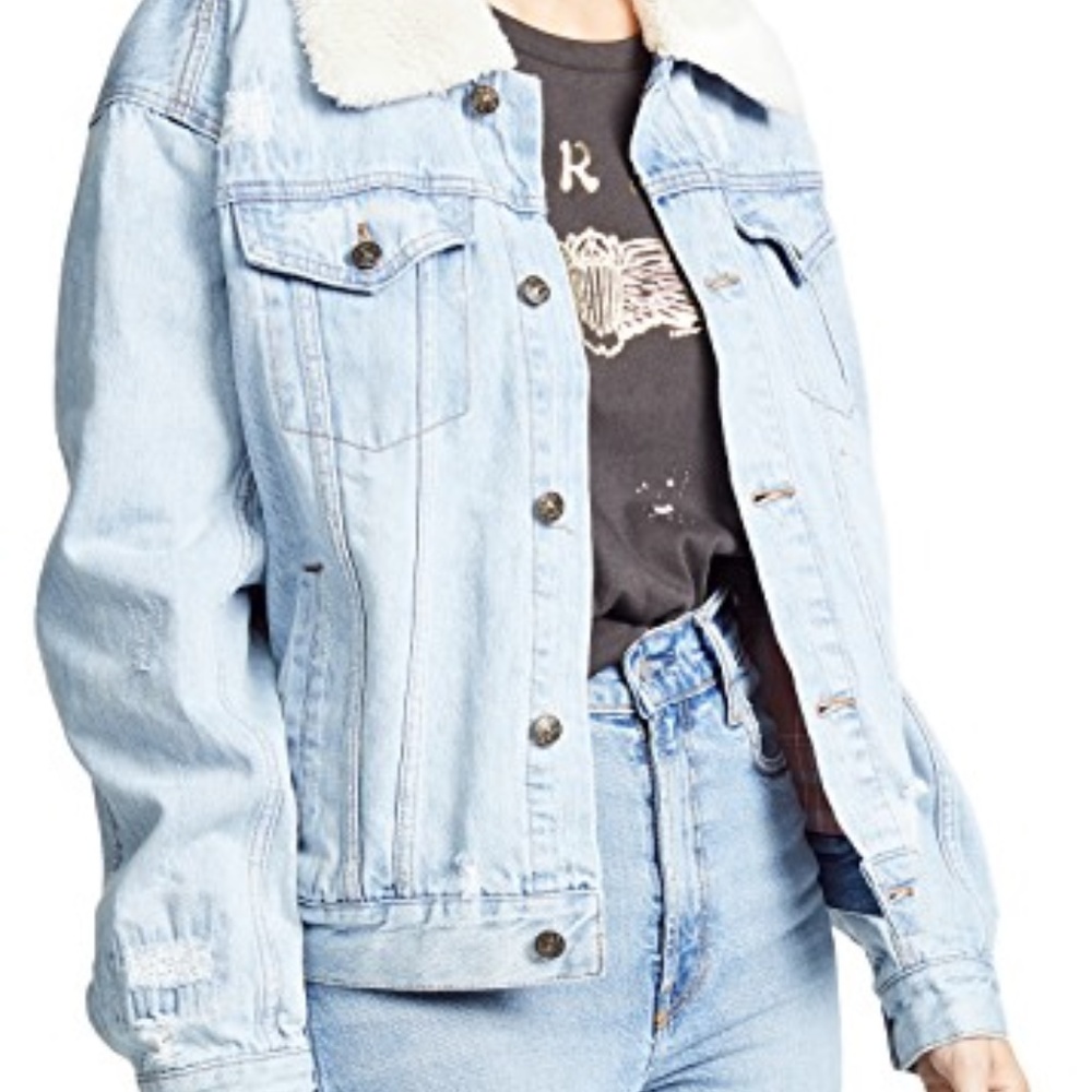 Free People Sherpa collar denim jacket